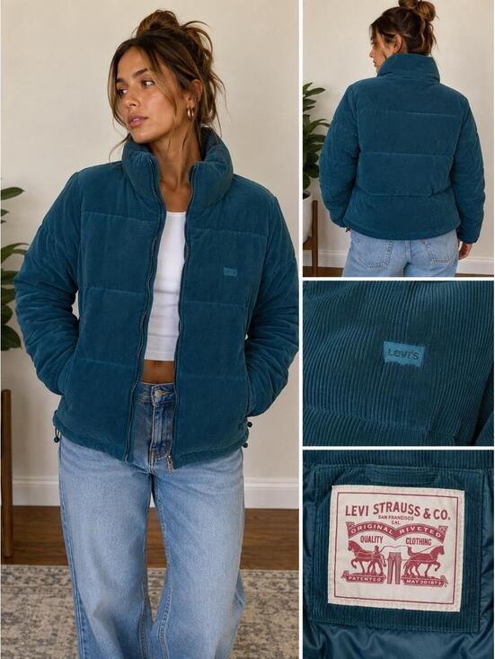 Levi's Jackets & Blazers - Levi’s M Teal Corduroy Puffer Jacket Y2K Vintage Streetwear